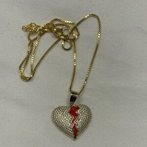 MOISSANITE BROKEN HEARTS PENDANT NECKLACE